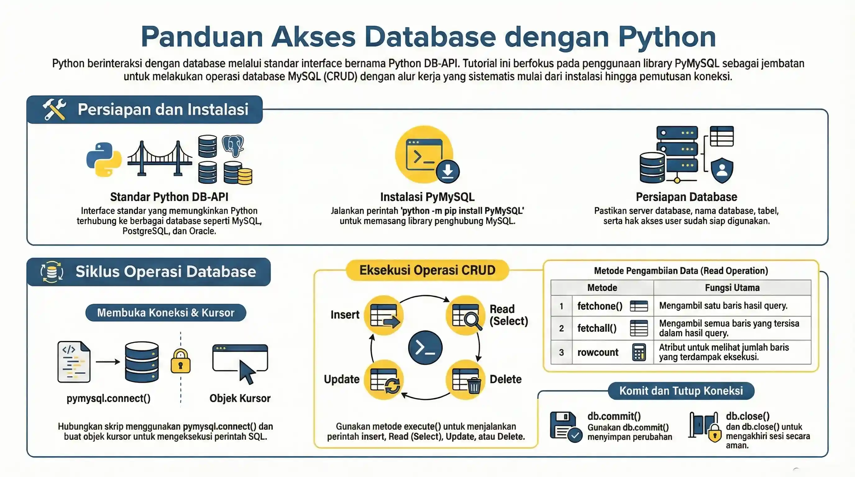 Cara Akses Database MySQL SQL Postgres Python